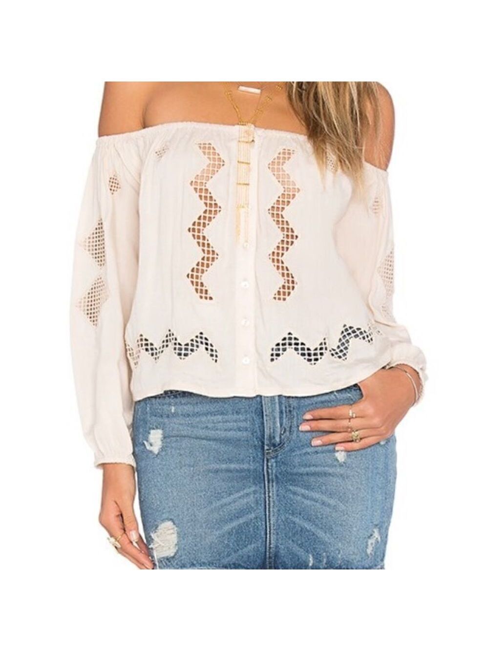 TULAROSA Off Shoulder Top Natural